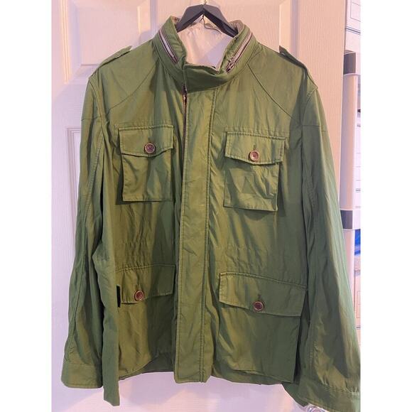 Orvis Jackets & Blazers - Orvis Jacket Lady Large Barn Chore Hood Green Zip-Up Utility Raincoat Pockets XL